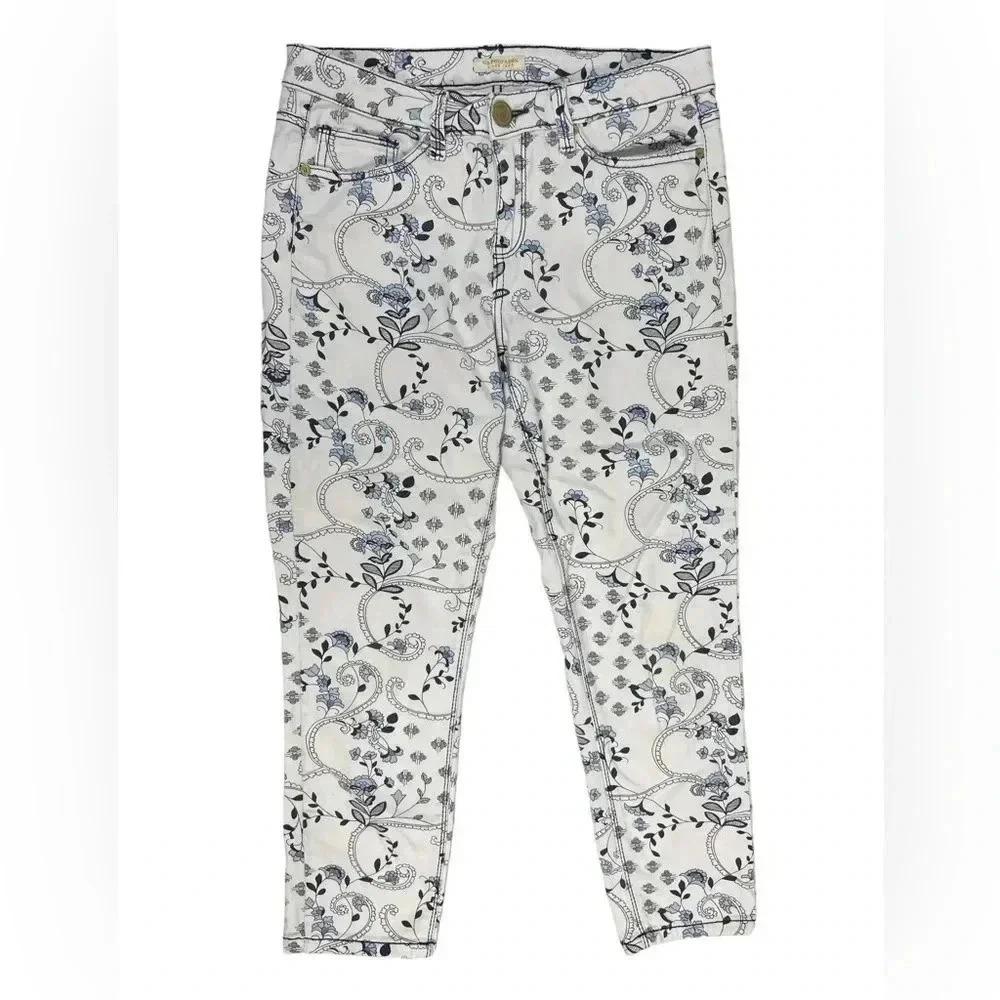 U.S. Polo  Assn Blue White Paisley Floral Capri Jeans Size 6